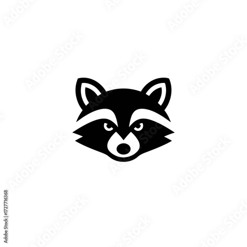 Simple black and white raccoon head graphic (3)