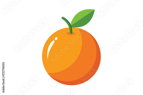 Bright orange fruit shines with its single leaf, presenting freshness and natural appeal
