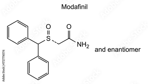 Chemical structure of modafinil, drug substance