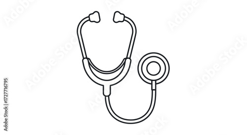Simple Line Drawing of a Stethoscope for Medical Examination.