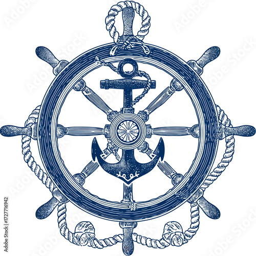 Nautical Steering Wheel with Anchor