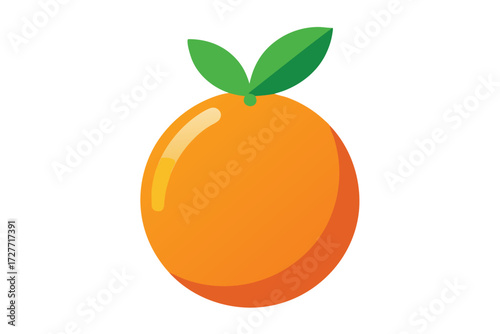 Bright orange citrus fruit displays vibrant color alongside vivid green leaves, set against white