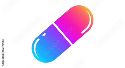 Colorful Gradient Capsule Pill Illustration for Healthcare and Medicine.