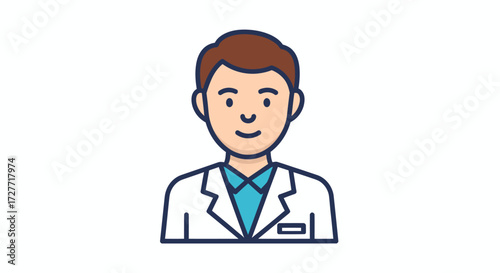 Cartoon Illustration of a Smiling Male Doctor.