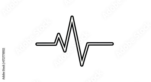 Simple Black and White Heartbeat Line Graphic.
