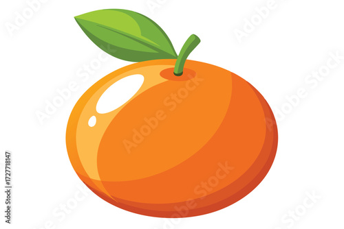 A ripe orange fruit showcases its vibrancy, with a fresh green leaf attached at its stem