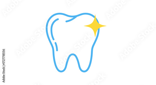 Clean Healthy Tooth Icon with Sparkling Highlight.