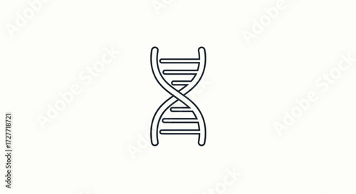 Simple Black and White DNA Double Helix Icon.