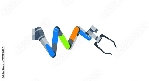 Modern Articulated Robotic Arm with Gripper Claw.