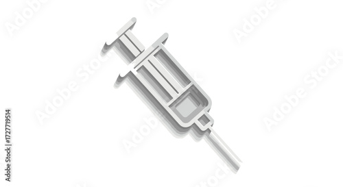 Medical Syringe Icon: Sterile Silver Injection Device.