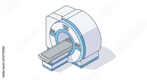 Isometric Illustration of Modern MRI Scanner Machine for Medical Diagnostics.