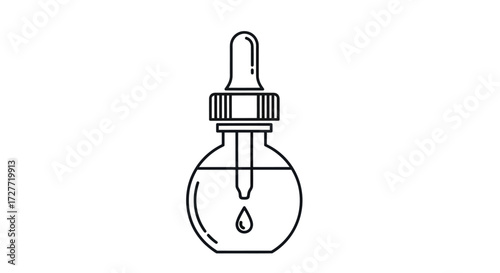 Simple Line Art Dropper Bottle with Liquid Drop.