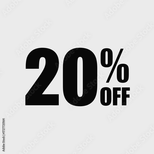 Minimalist black and white 20 percent off sale graphic vector illustration for retail promotions vector
