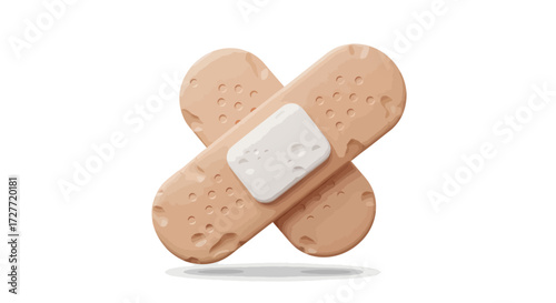 Two Adhesive Bandages Crossed One Securing the Other.