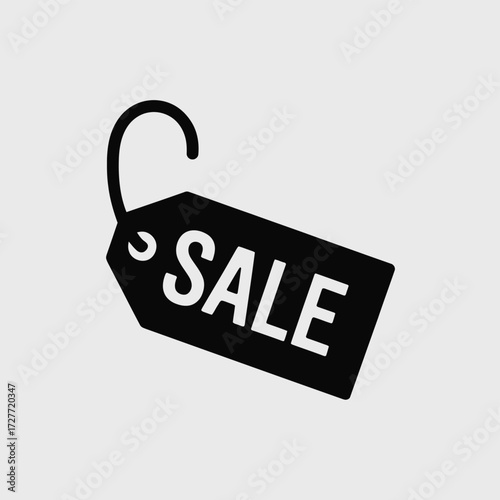 Minimalist black sale tag vector icon simple graphic design for retail promotions and offers vector