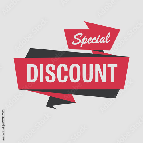Modern red ribbon banner illustration for special discount promotions scalable vector graphic vector