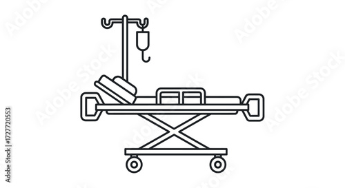 Simple Black and White Hospital Stretcher with IV Drip Stand.