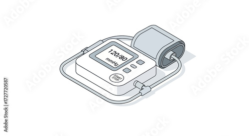 Digital Blood Pressure Monitor with Display and Cuff.