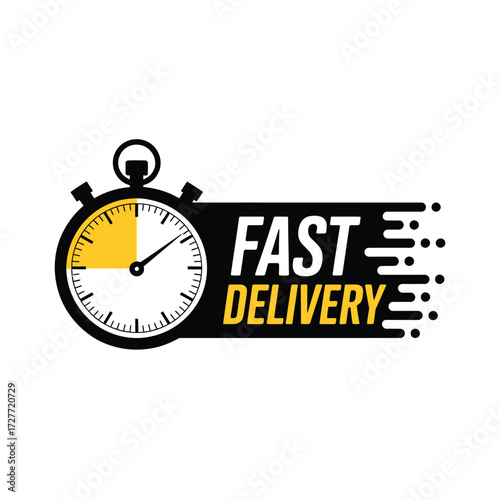 Minimalist fast delivery logo with stopwatch icon vector eps scalable graphic vector