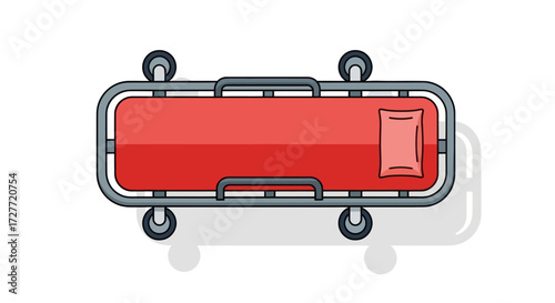 Red Emergency Stretcher with Support Structure.