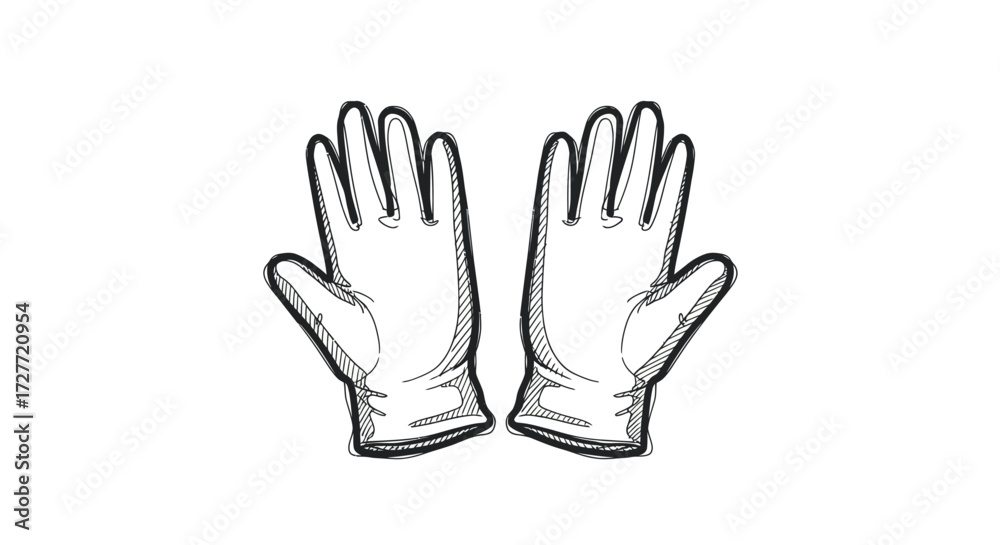 Obraz premium A pair of white sketch-style medical examination gloves.