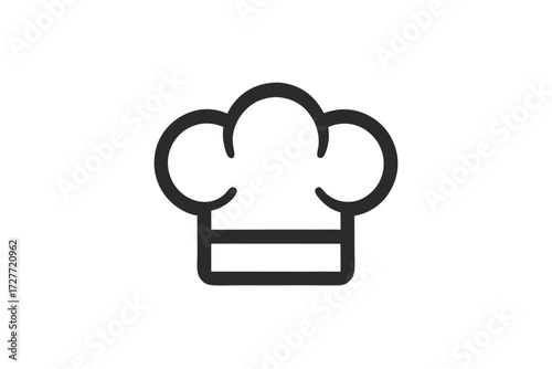 Black and white schematic chef's hat presents minimalist kitchen professionalism in a simple vector