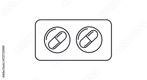 Two capsules in a blister pack medical packaging illustration.