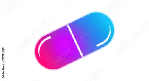 A vibrant gradient-colored capsule with a distinct dividing line.