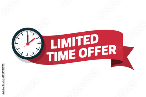 Limited time offer vector graphic with clock icon for sales promotions and discounts vector