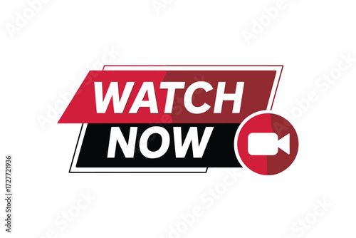 Modern minimalist video streaming watch now button vector eps illustration for digital platforms vector