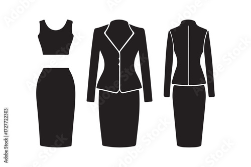Black business suit outfit for women