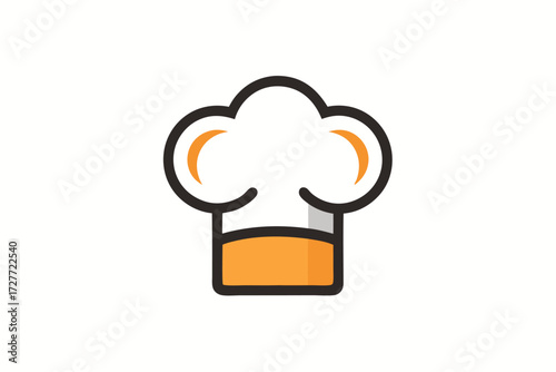 Isolated chef's hat shows a simple orange and white color scheme on white