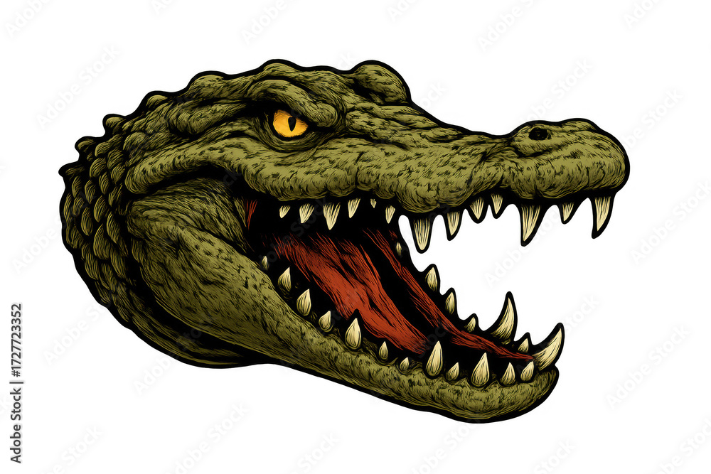 Obraz premium Alligator or crocodile head showing sharp teeth