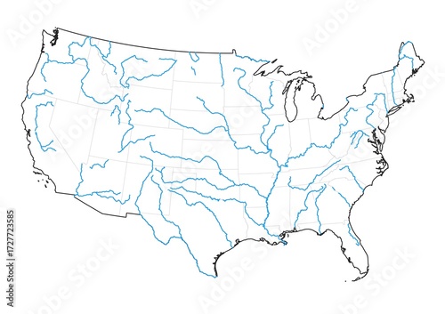 Map of major rivers in the United States
