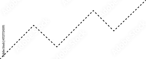 Dashed line graph using a typical rising pattern to represent standard growth in financial statistics.