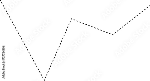 Dashed data curve with a sharp upward movement indicating a sudden jump in financial performance.