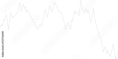 Dashed line graph presenting a flowing data movement to visualize ongoing trends in economic indicators.