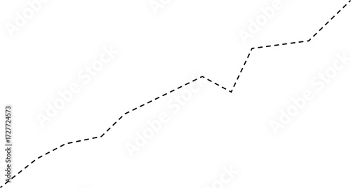 Dashed line diagram displaying an upward movement indicating positive progression in economic or market data.