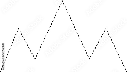 Dashed line graph in a head and shoulders shape indicating potential trend reversal in financial markets.