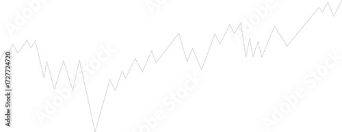 Dashed increasing line chart with a stepped trend showing gradual market progression in business data.