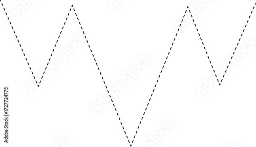 Dashed inverse head and shoulders line forming a wave pattern that indicates financial reversal signals.