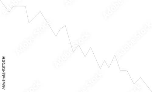 Dashed line with jagged shape representing erratic changes in visual financial trends and statistics.