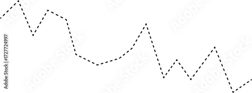 Dashed smooth curve forming a flowing line shape indicating gradual economic progression or shift.