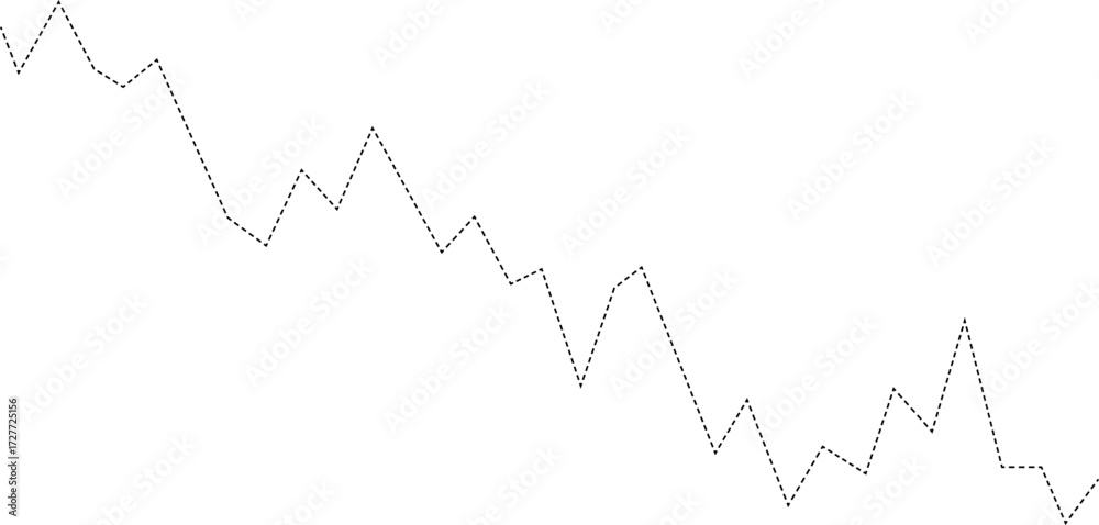 Obraz premium Dashed line with alternating upward and downward movements forming a variable shape element.