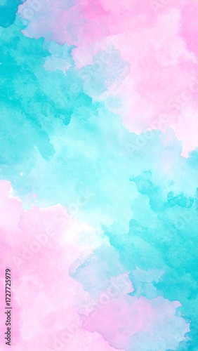 Abstract watercolor blend of light pink and turquoise