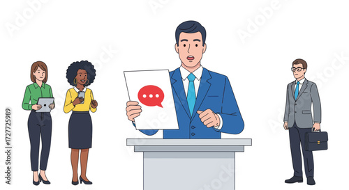 Businessman Presenting Document to Colleagues in Meeting.