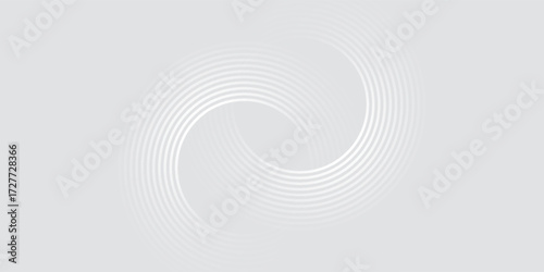 Abstract white glowing geometric lines on gray background. Modern shiny blue circle lines pattern. Futuristic technology concept. Suit for cover, poster, eps 10 vector