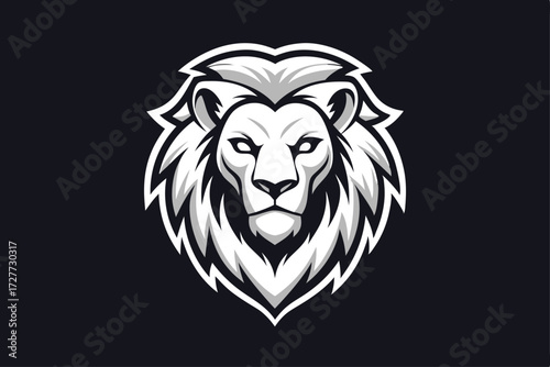 White lion's regal visage is showcased on a black background in striking detail