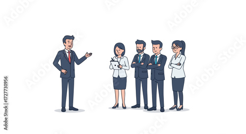 Business Leader Addressing a Team in a Presentation Setting.