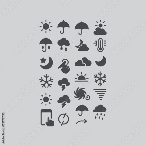 Weather Forecast Icon Set Vector